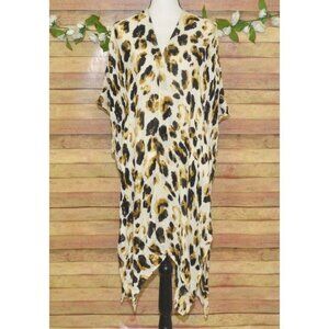 Marcus Adler Long Cheetah Print Boho Kimono Cardigan Cover Up Womens One Size